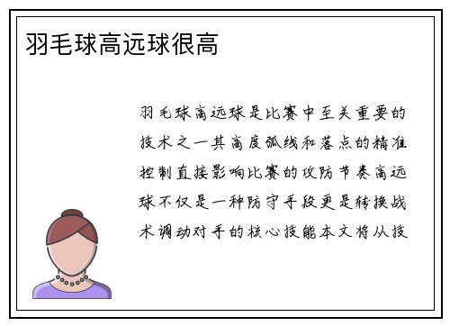 羽毛球高远球很高